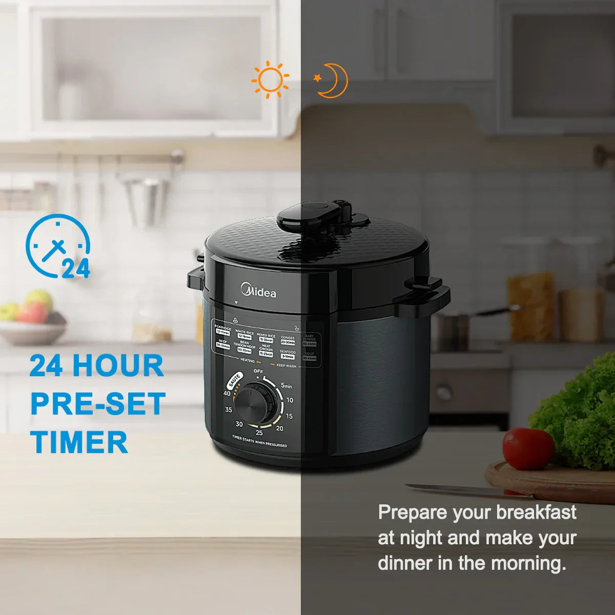 Midea 5L Pressure Cooker 24-Hour Pre-Set Timer