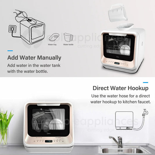 Midea 3rd Gen Benchtop Mini Dishwasher Multifunctional 3 Place Dish Washing Latest Version Water Tray Included
