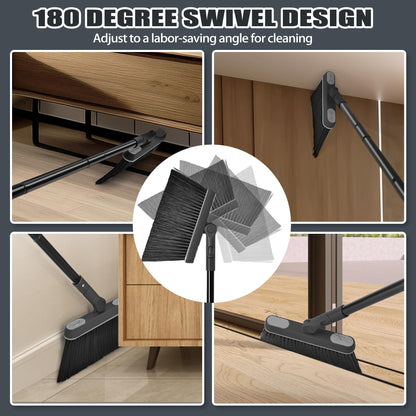 JEHONN Broom and Dust Pan, 138 cm Long Handle Swivel Brush Cleaning