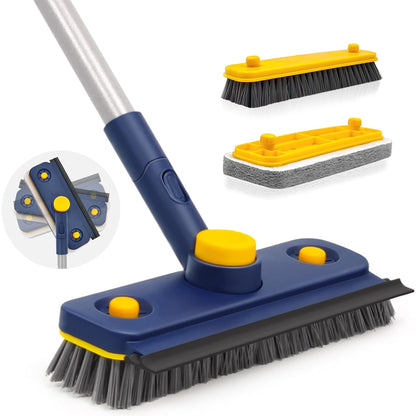 JEHONN Tub Tile Scrub Brush 3 in 1 Shower Brush, 146 cm Long(Blue)