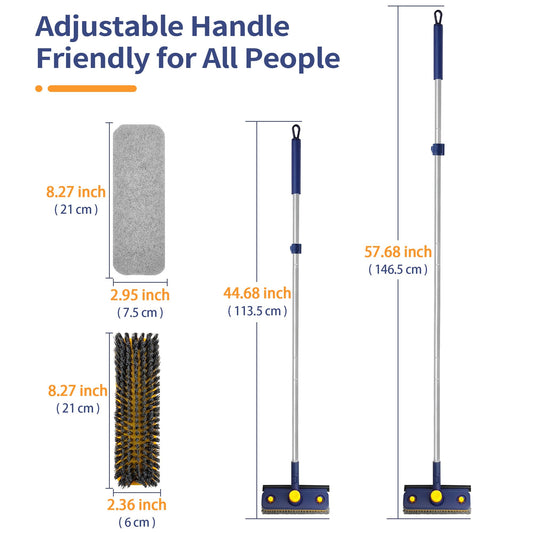 JEHONN Tub Tile Scrub Brush 3 in 1 Shower Brush, 146 cm Long(Blue)