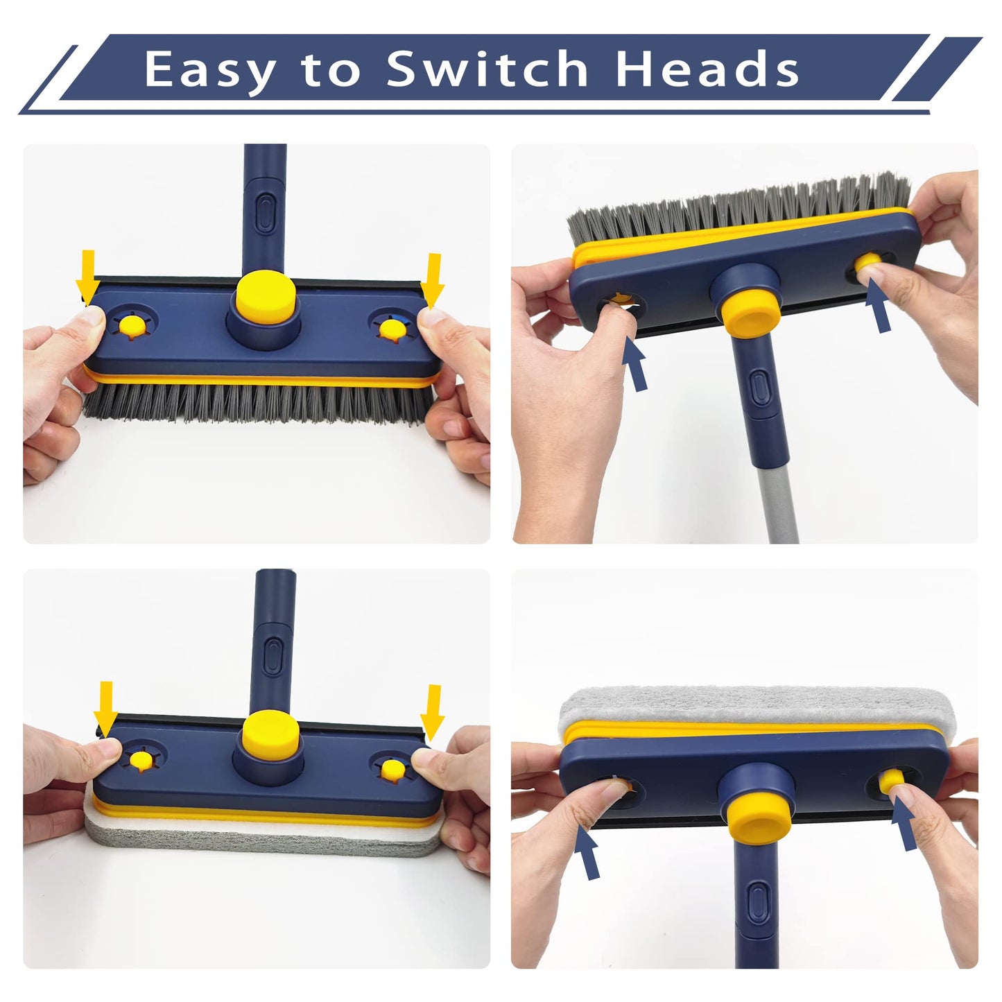 JEHONN Tub Tile Scrub Brush 3 in 1 Shower Brush, 146 cm Long(Blue)