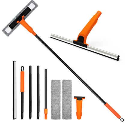 JEHONN Window Shower Squeegee for Glass Door with 152 CM Long Handle,Orange