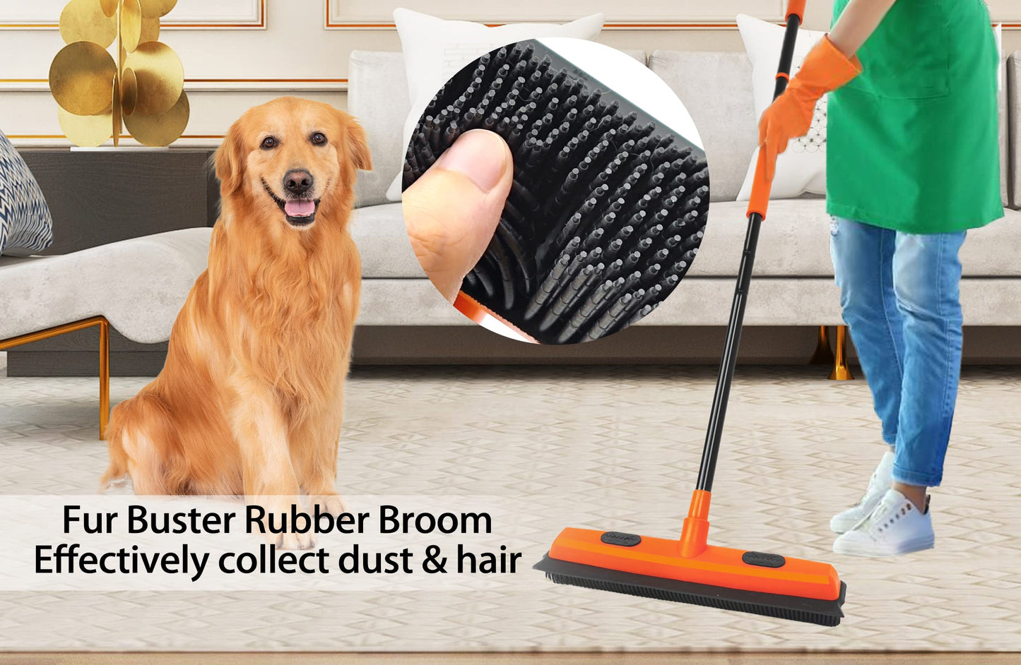 JEHONN Rubber Broom with Squeegee