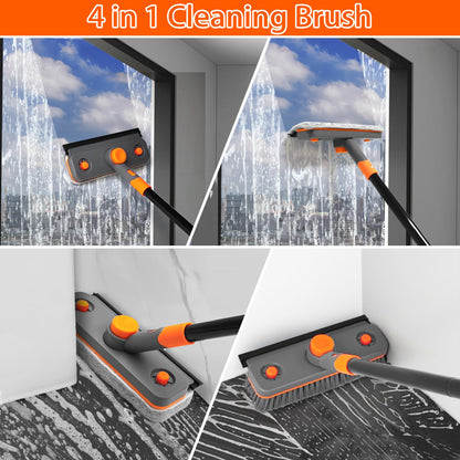 JEHONN 4-in-1 Bathroom Tile Tub Scrubber with Long Handle Orange