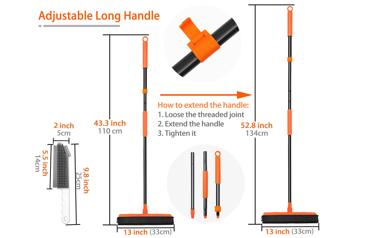 JEHONN Rubber Broom with Squeegee