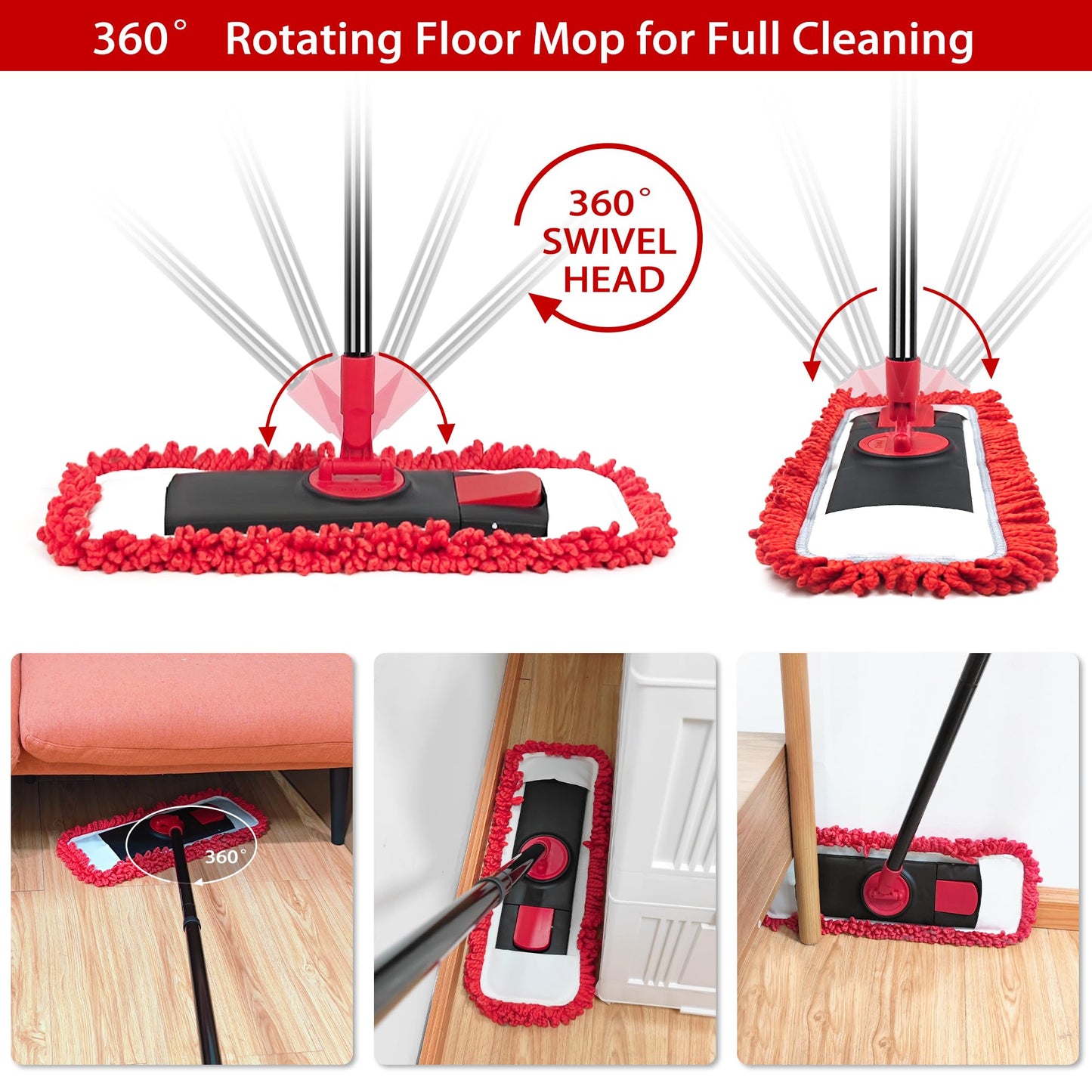 JEHONN Microfiber Floor Mops Scouring Pad