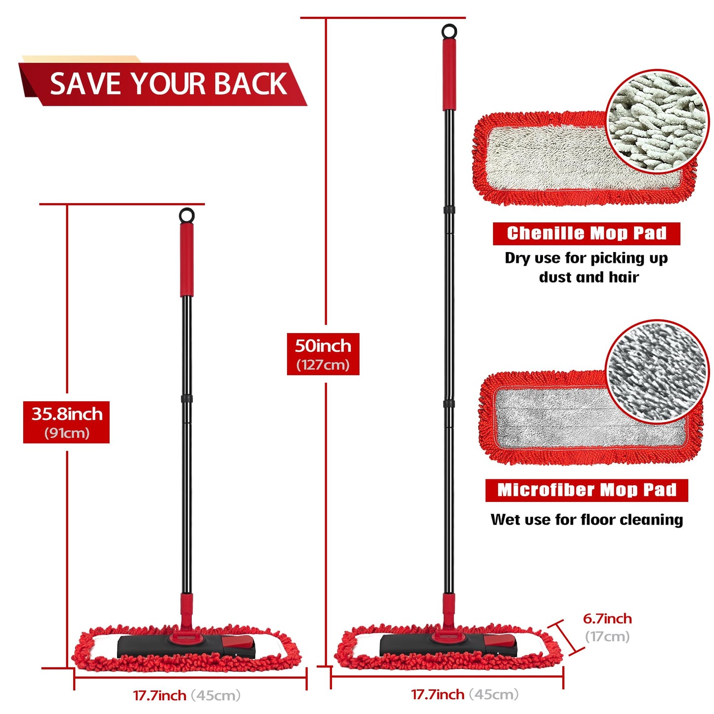 JEHONN Microfiber Floor Mops Scouring Pad