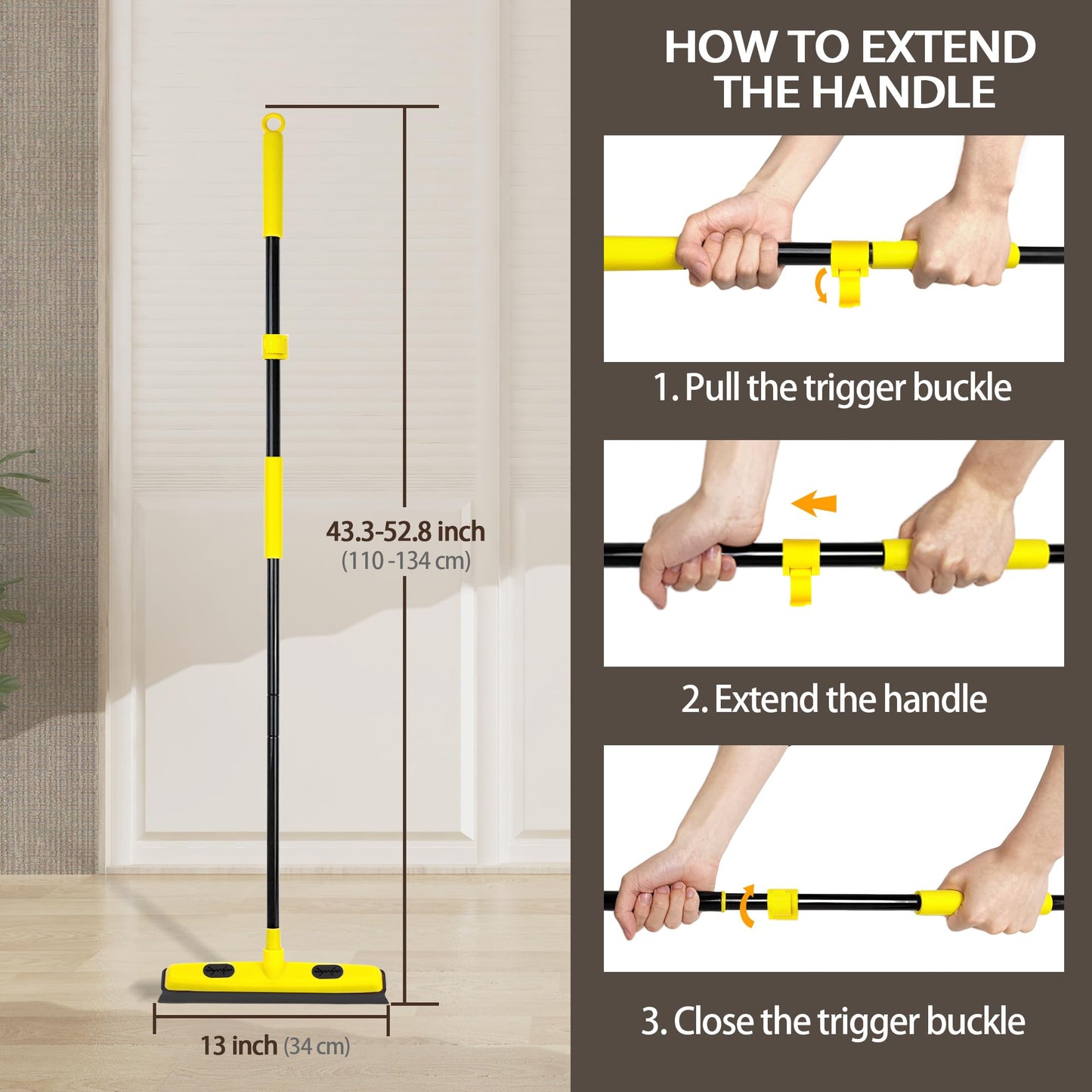JEHONN Rubber Broom with Squeegee