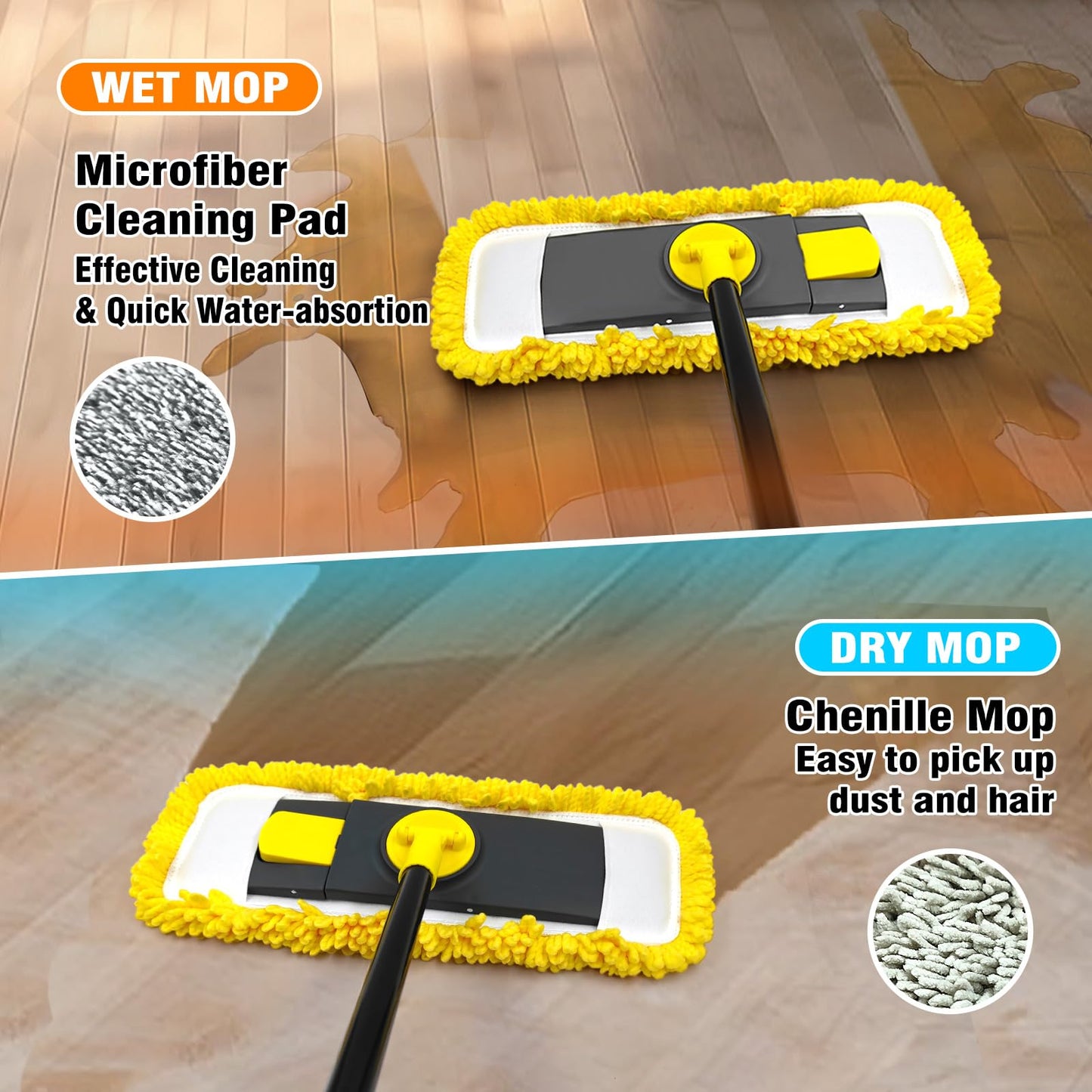 JEHONN Microfiber Floor Mops Scouring Pad