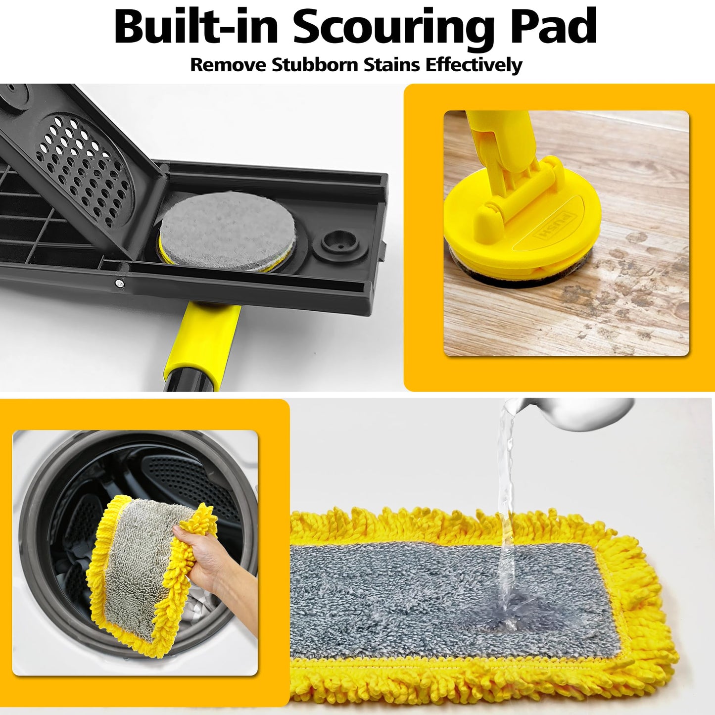 JEHONN Microfiber Floor Mops Scouring Pad