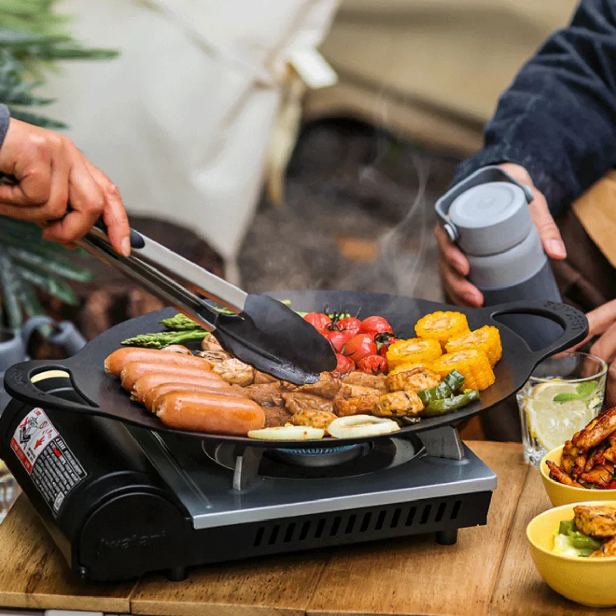 Midea Portable Induction Cooker with Stainless Steel Pot + BUYDEEM 36cm Nonstick BBQ Grill Pan