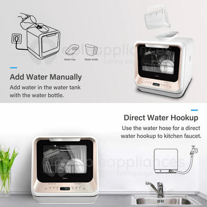 Midea 3rd Gen Benchtop Mini Dishwasher Multifunctional 3 Place Dish Washing Latest Version Water Tray Included
