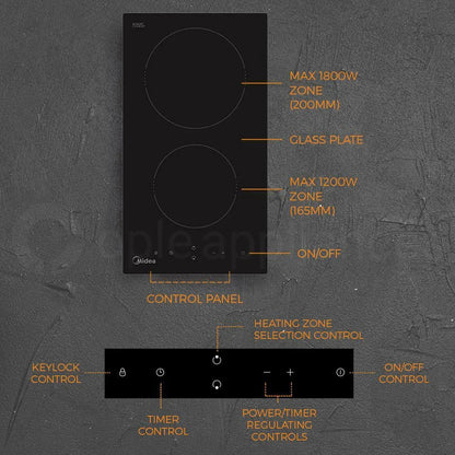 Midea 30cm Ceramic Cooktop with 2 Zone