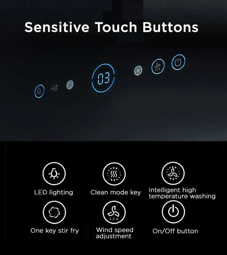 Midea 90cm Angled RangeHood High Temperature Self-Cleaning