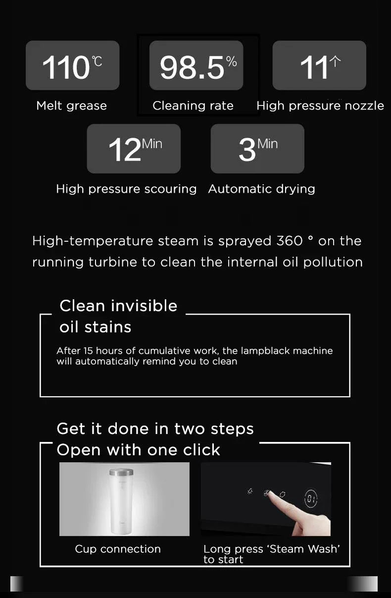 Midea 90cm Angled RangeHood High Temperature Self-Cleaning