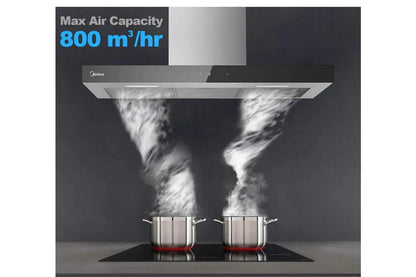 Midea 90cm T-Shape Canopy Rangehood - Black