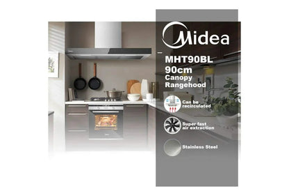 Midea 90cm T-Shape Canopy Rangehood - Black
