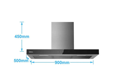 Midea 90cm T-Shape Canopy Rangehood - Black