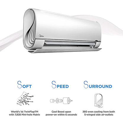 Midea Breezeless 3.5kw Split Air Conditioner 6 seconds 360 even cooling
