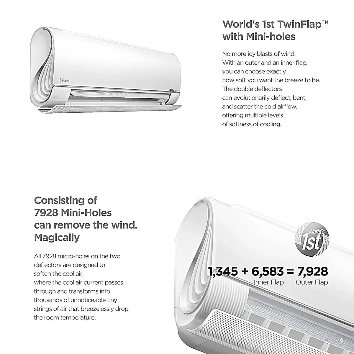Midea Breezeless 3.5kw Split Air Conditioner 6 seconds 360 even cooling