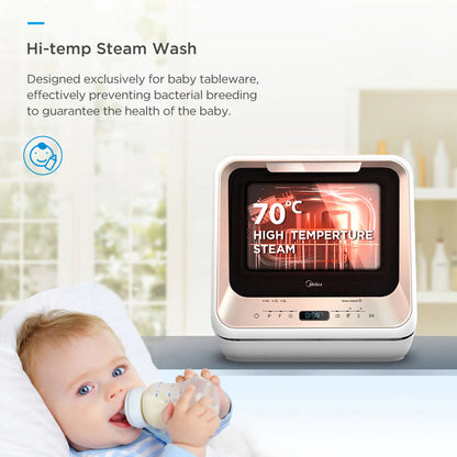 Midea 3rd Gen Benchtop Mini Dishwasher Multifunctional 3 Place Dish Washing Latest Version Water Tray Included