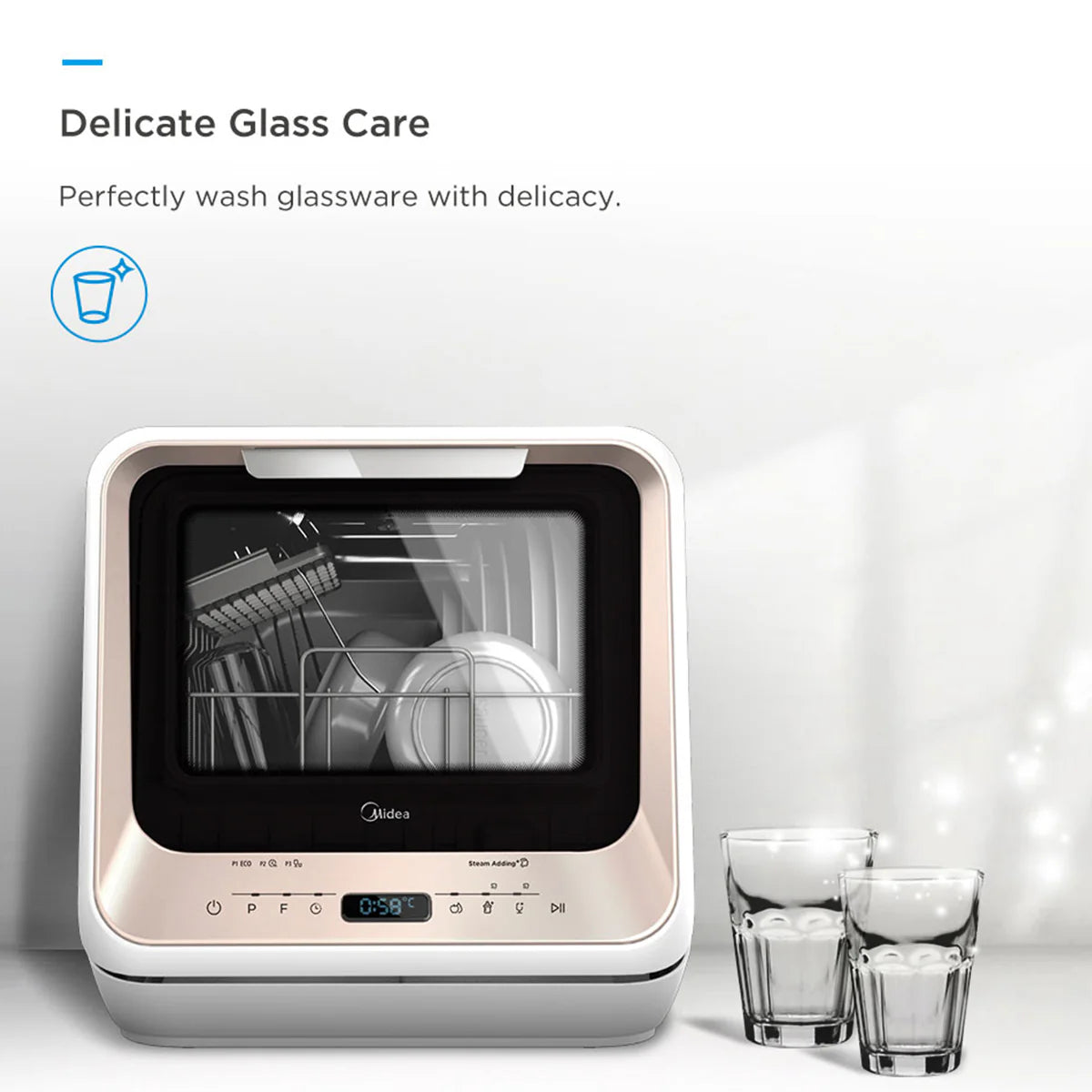 Midea 3rd Gen Benchtop Mini Dishwasher Multifunctional 3 Place Dish Washing Latest Version Water Tray Included