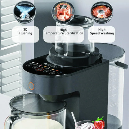 JOYOUNG Fully Automatic Glass Blender 8 Presets, Self-Cleaning, Ideal for Kitchen, Soy Milk, Almond Milk, Shakes, Smoothies, Black